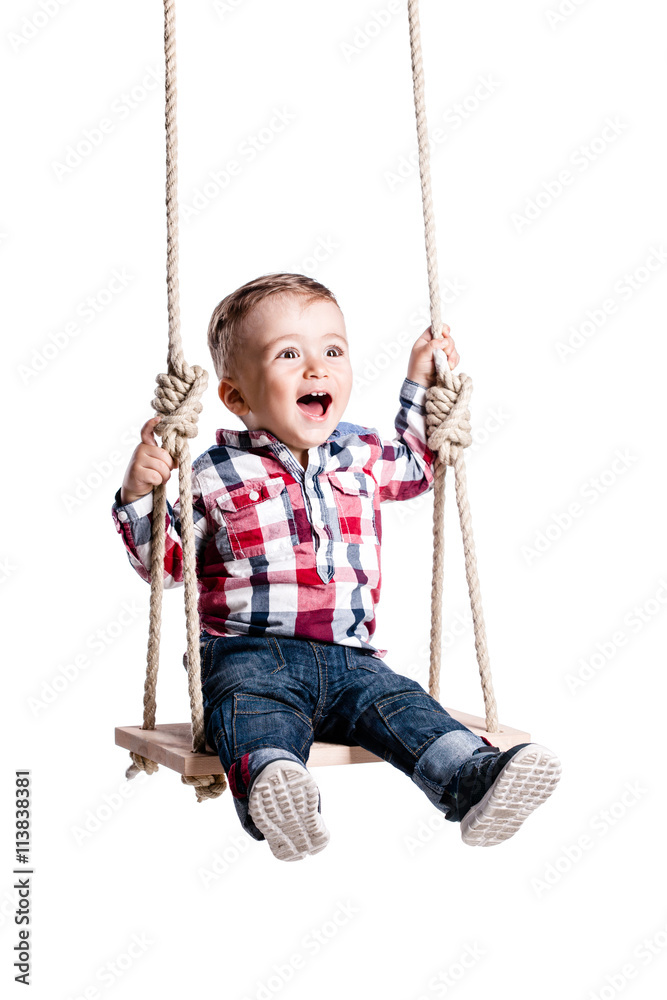 Baby Boy On A Swing Foto Poster Wandbilder Bei Europosters