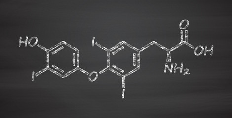 Poster - Triiodothyronine (T3, liothyronine) thyroid hormone molecule. Pi