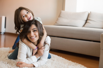 Wall Mural - mom and daughter at home