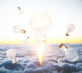 Poster - Rocket fire lightbulbs in sky