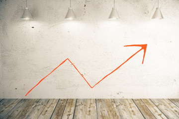Poster - Red chart arrow on wall