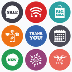 Poster - Sale speech bubble icon. Thank you symbol