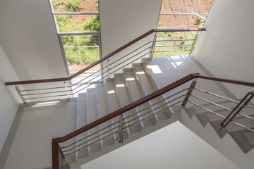 Beautiful top view modern loft, staircase