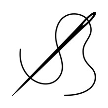 Thread And Needle For Sewing Clothes Line Art Icon For Apps And Websites