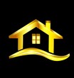 Logo golden 3D house 