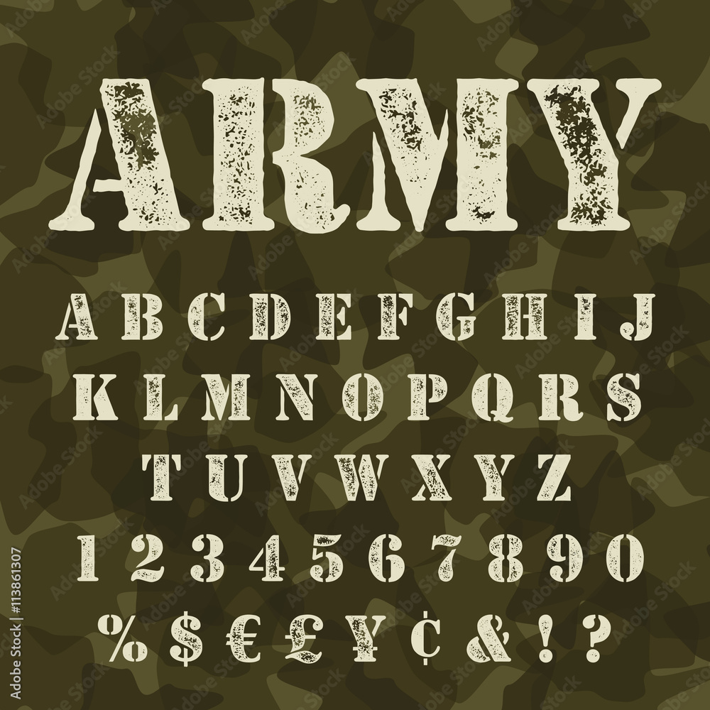 Military stencil alphabet set camouflage Stock Vector | Adobe Stock military-stencil-alphabet-set-camouflage-stock-vector-adobe-stock