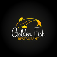 Golden Fish logo. Sea food logo. Bar, restaurant. Vector illustration.