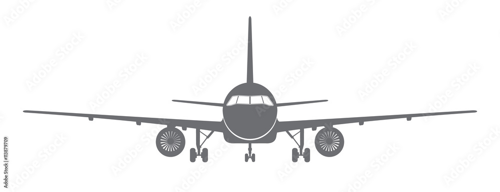 Gray silhouette of an airplane Stock Vector | Adobe Stock