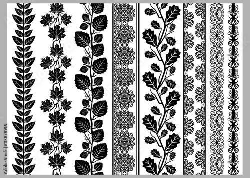 Fotografía Indian Henna Border decoration elements patterns in black and white colors