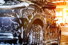 Bubble Wash Foam On Car Surface