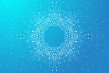 Poster - Geometric abstract background molecule and communication. Vector illustration