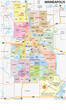 Minneapolis administrative political and road vector map