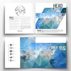 Poster - Set of annual report business templates for brochure, magazine, flyer or booklet. Abstract blue polygonal background, colorful backdrop, modern stylish vector texture