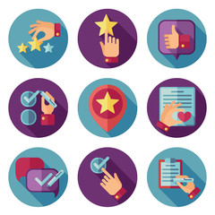 Poster - customer service flat vector icons set