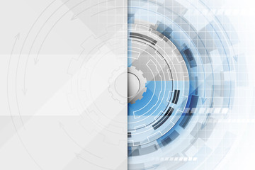 Fototapete - Technological abstract vector illustration with a gear wheel in the middle.