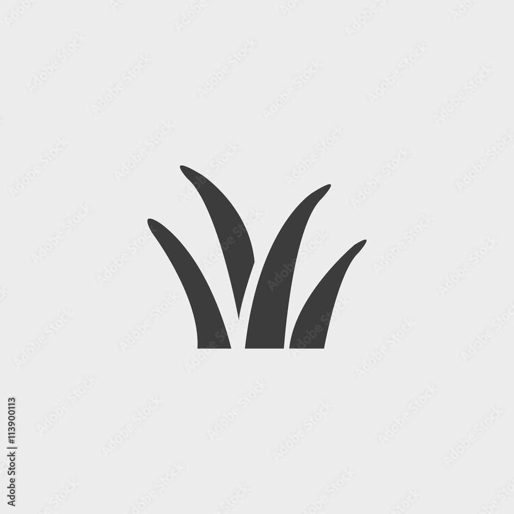 grass icon in a flat design in black color. Vector illustration eps10 ...