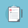 Medical report. Medical clipboard icon. First aid, diagnostic. Flat design vector illustration.
