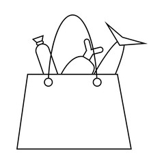 Poster - Grocery bag with fish and meat icon, outline style