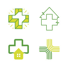 Aufkleber - Abstract vector cross logos collection. Unusual isolated logo set.