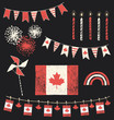 Canada Day Party Vintage Chalk Elements Vector Set