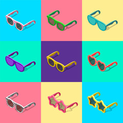 Wall Mural - sunglasses set, isometric illustration