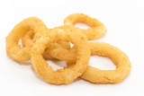 Fototapeta Na ścianę - Deep fried onion ring on white background with copy space.