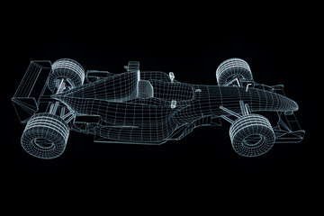 Wall Mural - Racing Car Hologram Wireframe. Nice 3D Rendering

