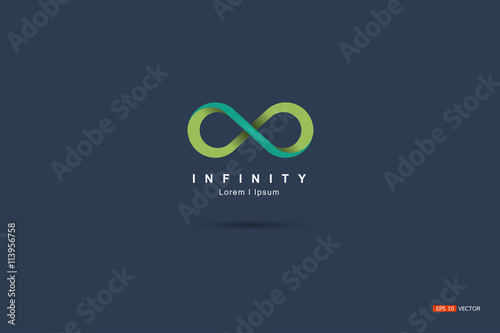 Fotografie, Obraz Symbol or mark Infinity Green Floating on a blue background