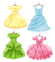 Set Of Festive Dresses For Girls. Princess Style