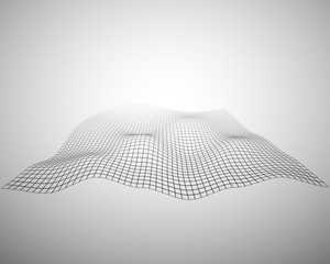 Aufkleber - Abstract vector landscape background. Cyberspace grid. 3d technology vector illustration. Geometric background