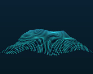 Aufkleber - Abstract vector landscape background. Cyberspace grid. 3d technology vector illustration. Geometric background