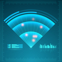 Aufkleber - Blue radar screen. Vector illustration for your design. Technology background. Futuristic user interface. HUD.