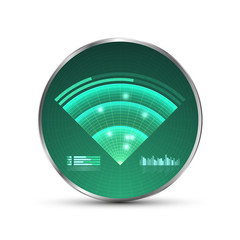 Aufkleber - Green radar screen. Vector illustration for your design. Technology background. Futuristic user interface. HUD.