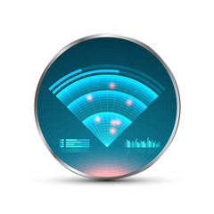 Aufkleber - Blue radar screen. Vector illustration for your design. Technology background. Futuristic user interface. HUD.