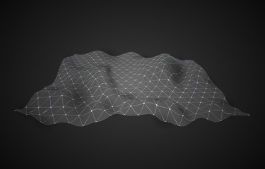 Aufkleber - Abstract vector landscape background. Cyberspace grid. 3d technology vector illustration. Geometric background