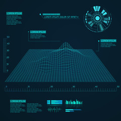 Aufkleber - Abstract vector landscape background. Cyberspace grid. Geometric background with sci fi futuristic user interface.