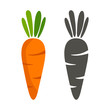 silhouette of carrots and black color on a white background