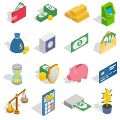 Poster - Money Icons set, isometric 3d style