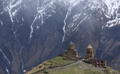 Wall Mural - Tsminda Sameba monastery, Kazbegi, Georgian Military Highway, Ge