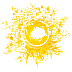 A circular geometric design for summer solstice day in June on a white background
