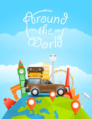 Poster - Vacation travelling concept. Vector travel illustration with the