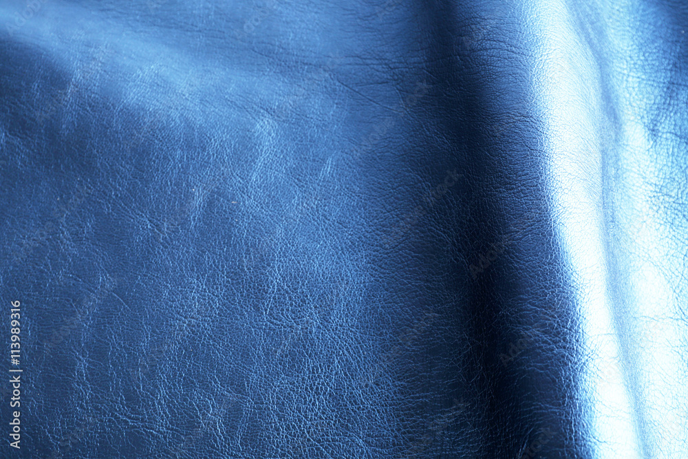 Blue leather texture close up