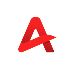 Poster - letter a logo vector symbol isolated on white background, flat red geometric rounded letter a logoty