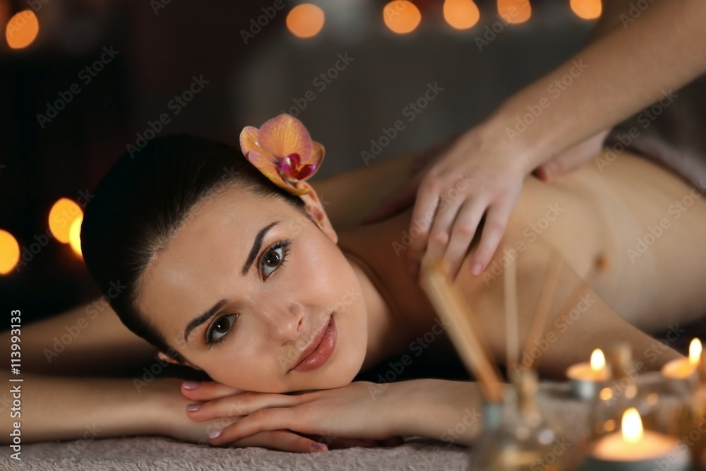 Beautiful young girl in spa salon