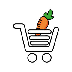 carrot in shopping cart  isolated icon design