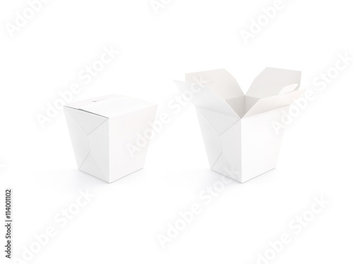 Download Close And Open Blank Wok Box Mockup Stand Isolated 3d Rendering Empty Clear Noodle Carton Box