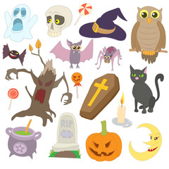 Poster - Halloween icons set, cartoon style