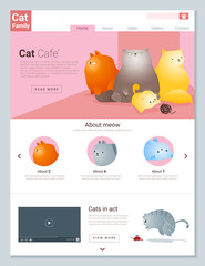 Wall Mural - Animal website template  banner and infographic with Cat story , vector , illustration