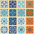 Vector set of Portuguese tiles. Beautiful colored patterns for design and fashion