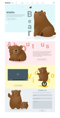 animal website template with cute bears, vector, illustration